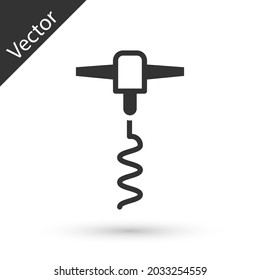 Grau-Weinkorkenzieher-Symbol einzeln auf weißem Hintergrund.  Vektorgrafik