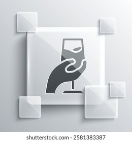 Grey Wine tasting, degustation icon isolated on grey background. Sommelier. Smells of wine. Square glass panels. Vector