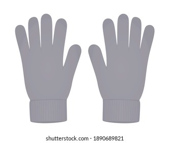 Grey winter gloves. vector illustration
