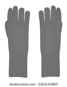 Grey winter gloves. vector illustration