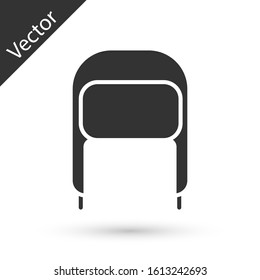 Grey Winter hat with ear flaps icon isolated on white background.  Vector Illustration