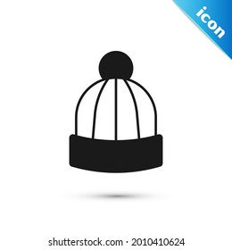 Grey Winter hat icon isolated on white background.  Vector