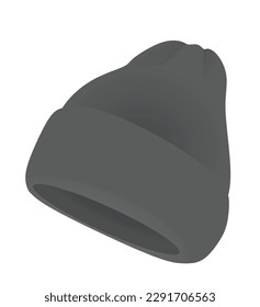 Grey  winter hat. vector illustration