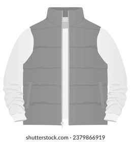 Grey winter vest. vector illustration