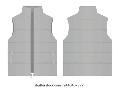 Grey winter vest. vector illustration