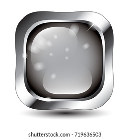 Grey winter-themed background with a silver frame, with space for your text. Vector illustration.