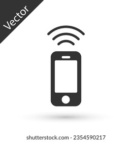 Grey Wireless smartphone icon isolated on white background.  Vector