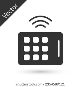Grey Wireless tablet icon isolated on white background. Internet of things concept with wireless connection.  Vector