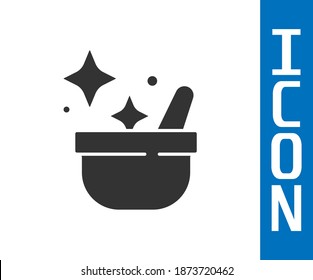 Grey Witch cauldron icon isolated on white background. Happy Halloween party.  Vector