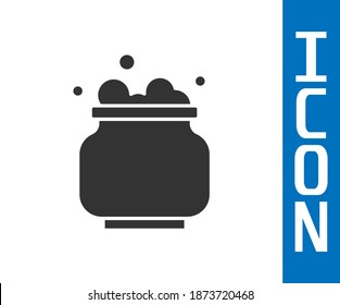 Grey Witch cauldron icon isolated on white background. Happy Halloween party.  Vector