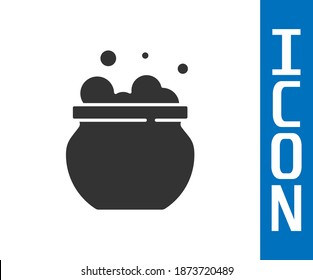 Grey Witch cauldron icon isolated on white background. Happy Halloween party.  Vector