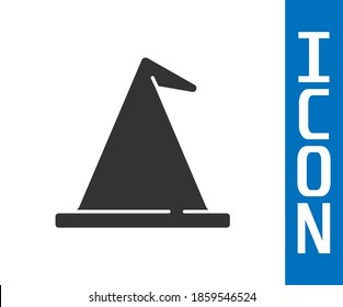 Grey Witch hat icon isolated on white background. Happy Halloween party.  Vector