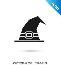 Grey Witch hat icon isolated on white background. Happy Halloween party.  Vector Illustration