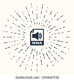Grey WMA file document. Download wma button icon isolated on beige background. WMA file symbol. Wma music format sign. Abstract circle random dots. Vector Illustration
