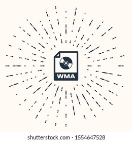 Grey WMA file document. Download wma button icon isolated on beige background. WMA file symbol. Wma music format sign. Abstract circle random dots. Vector Illustration