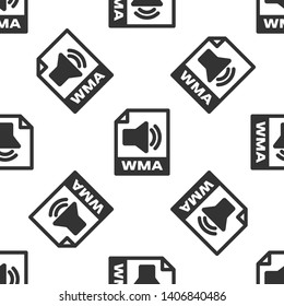 Grey WMA file document icon. Download wma button icon isolated seamless pattern on white background. WMA file symbol. Wma music format sign. Vector Illustration