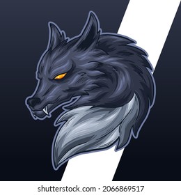 Grey Wolf Head Badas Illustration