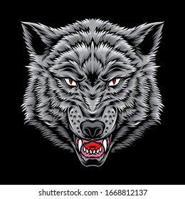 grey wolf head vector logo