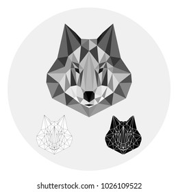 Grey wolf in lowpoly style on light background