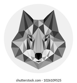 Grey wolf in lowpoly style on light background