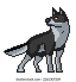 Grey Wolf, Pixel Character game retro wolf