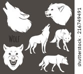 Grey Wolf Silhouette on brown background. vector illustration