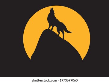 Grey wolf silhouette. Vector illustration