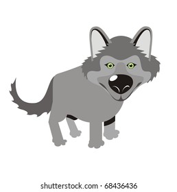 Grey wolf - Woodland animal cartoon isolated on white background color vector illustration