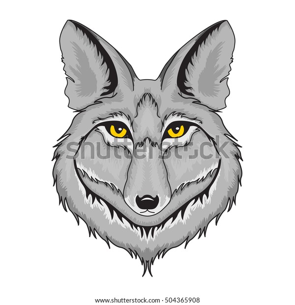 Grey Wolfs Head Vector Illustration Yellow Stock Vector (Royalty Free ...