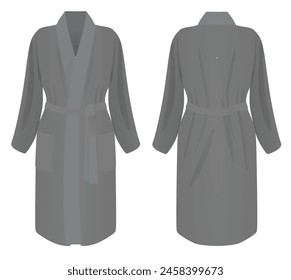 Grey  woman bathrobe. vector illustration