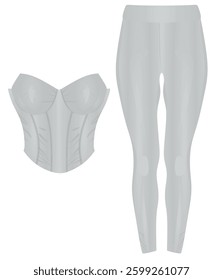 Grey  woman corset and leggings. vector illustration