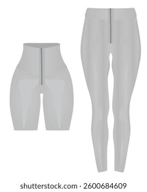 Grey woman leggings and shorts. vector illustration