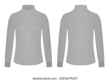 Grey woman long neck t shirt. vector