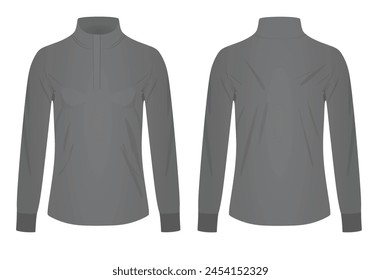 Grey woman long neck t shirt. vector