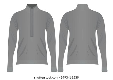 Grey  woman long neck t shirt. vector