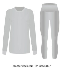 Grey woman o neck t shirt and leggings. vector