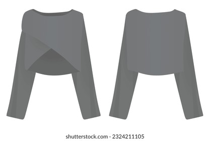 Grey woman poncho sweater. vector