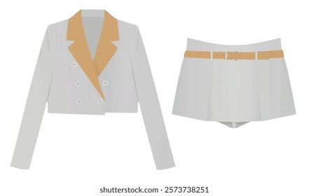 Grey  woman suit and shorts. vector illustration