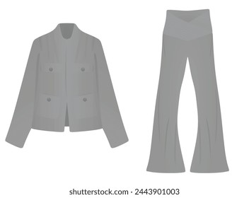 Grey woman suit and trousers. vector illustration