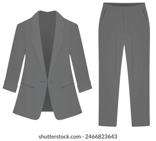 Grey woman suit and trousers. vector illustration