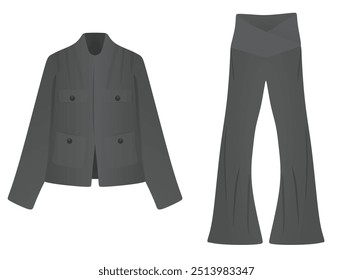 Grey woman suit and trousers. vector illustration
