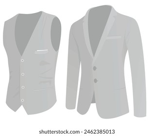 Grey woman suit and vest. vector illustration