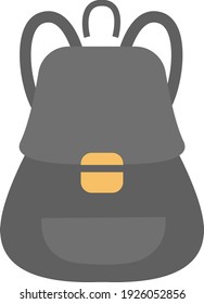 Grey womans backpack, illustration, vector on white background.