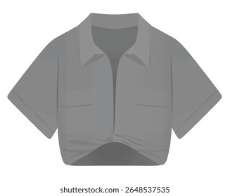 Grey women crop shirt. vector illustration	