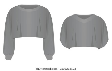 Grey  women crop top. vector illustration
