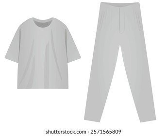 Grey women t shirt and pants. vector illustration