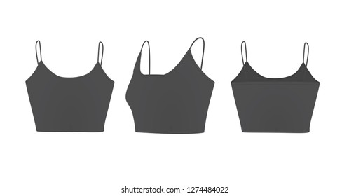 Grey  women top. back, side and front view. vector illustration