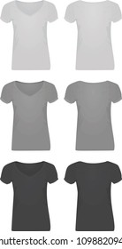 Grey women v neck t shirt. vector illustration 