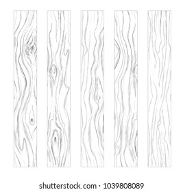 Grey wooden background texture. Hand drawn wooden picture boards. Gray vertical slats. Vector illustration.