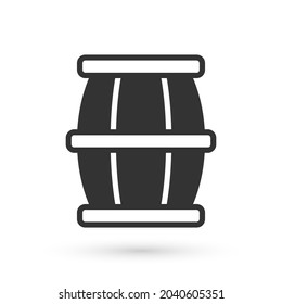 Grey Wooden barrel with honey icon isolated on white background.  Vector